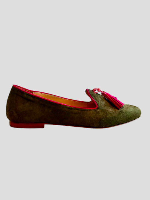Tassel Loafer Olive/Fuxia