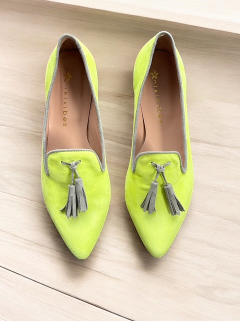 Tassel Loafer Lime/beige