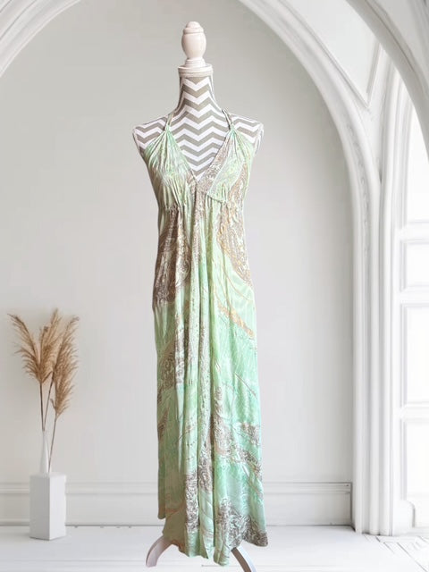 Seiden Dress Mare long Print Mint