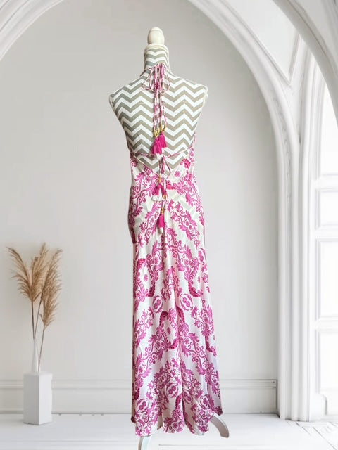 Seiden Dress Mare long Print pink