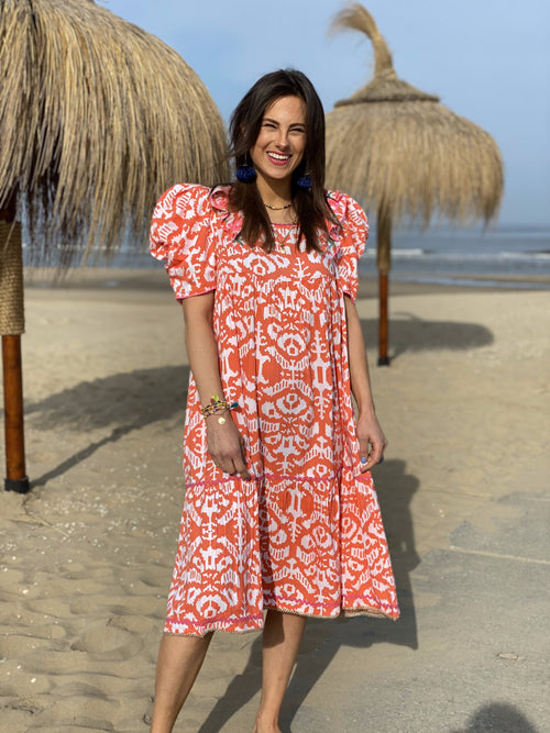 Midi Dress Ikat orange