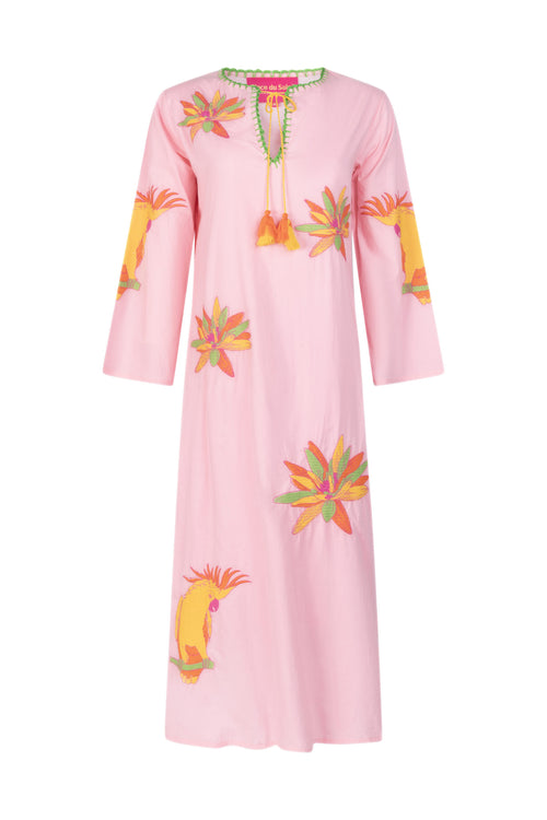 Kaftan Dress "Yellow Lillies & Kakadu"