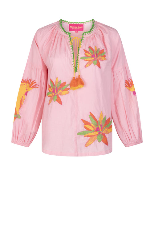 Bluse "Yellow Lillies & Kakadu"