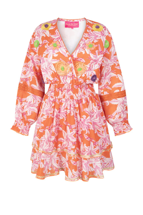 Mini Dress "Orange Lillies"
