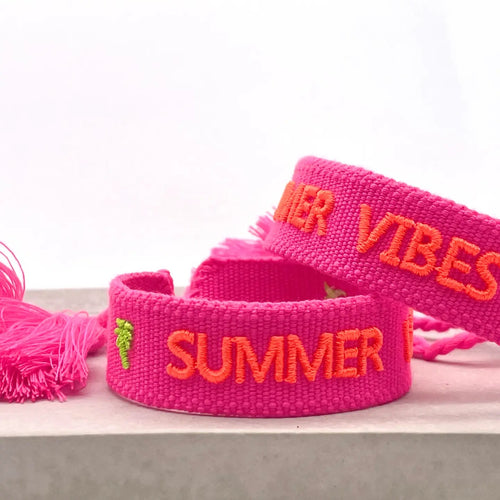 Webarmband "Summer Vibes" neon pink/neon coral