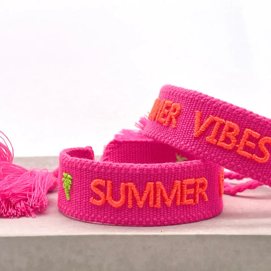 Webarmband "Summer Vibes" neon pink/neon coral