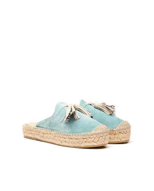 Espandrillos/Flats Nubukleder Tassel aqua