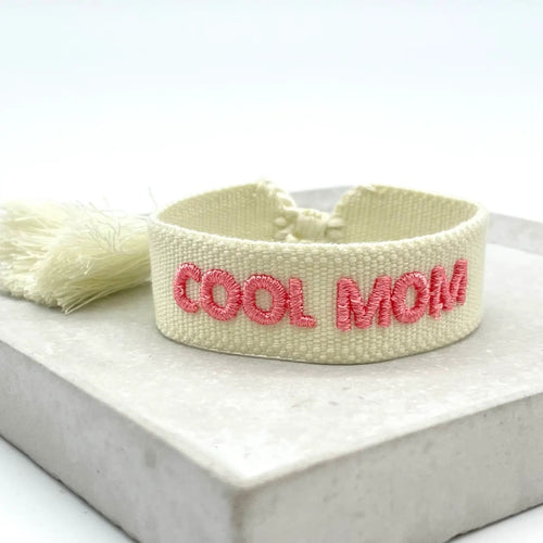 Webarmband "Cool Mom" white/pink
