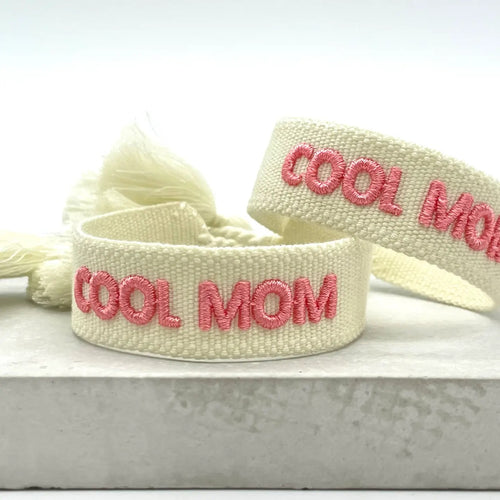 Webarmband "Cool Mom" white/pink