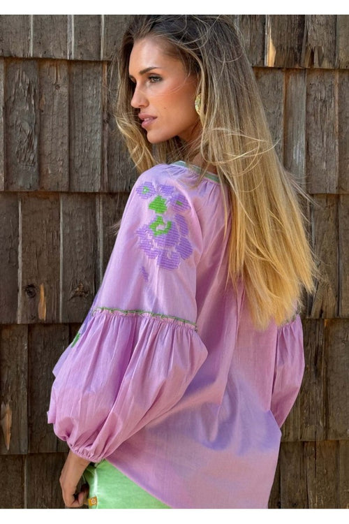 Blouse "Heat" flieder/green