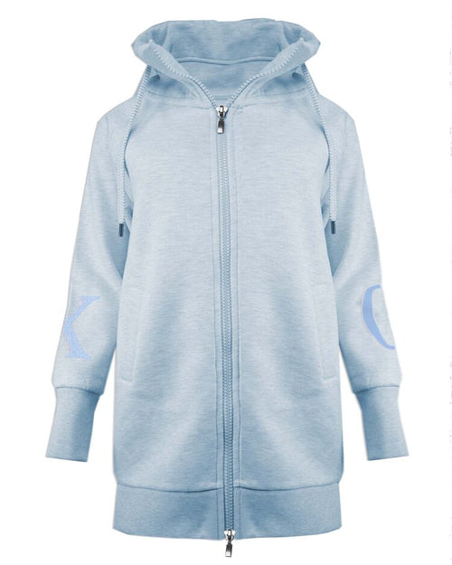 Sweatjacke long mit Stehkragen light blue