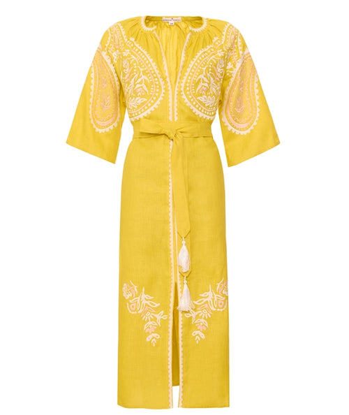 Midi Linen Dress Areti Yellow